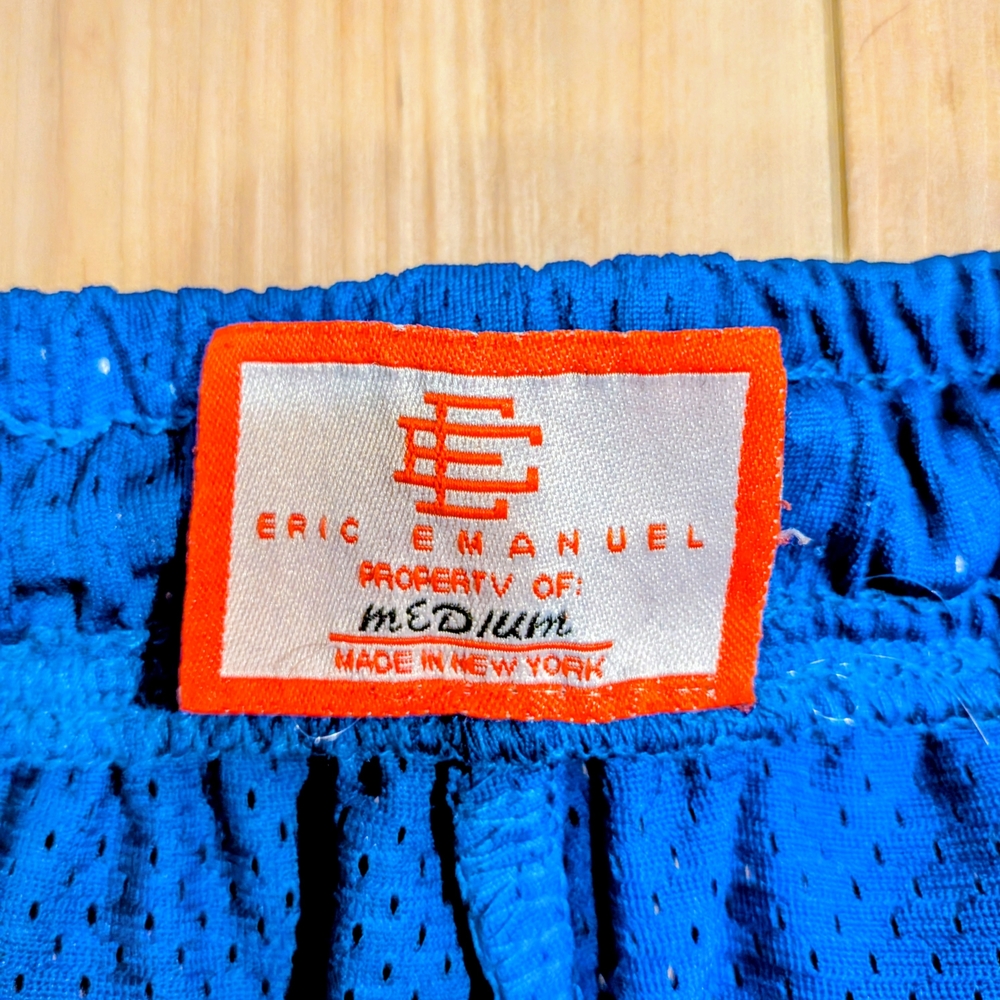 Eric Emanuel Royal Blue Mesh Shorts with Red & White Logo Designer Streetwear - Picture 4 of 4